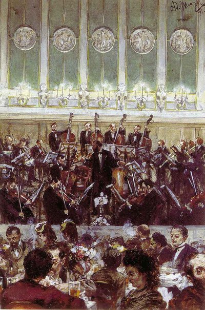 Concert van Berlijn Bilsekapelle door Adolph Menzel